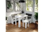 Vicco Gruppo Panca Ad Angolo Roman, 150 X 120 Cm Con Tavolo, Bianco/Antracite