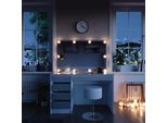 Vicco Tavolo Da Toeletta Sherry, 120 Cm Con Illuminazione Led E Sgabello, Bianco