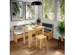 Vicco Gruppo Panca Ad Angolo Roman, 136.6 X 60 Cm Con Tavolo, Quercia Dorata/Antracite