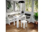 Vicco Gruppo Panca Ad Angolo Roman, 180 X 120 Cm Con Tavolo, Bianco/Antracite