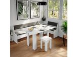 Vicco Gruppo Panca Ad Angolo Roman, 210 X 120 Cm Con Tavolo, Bianco/Antracite