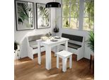 Vicco Gruppo Panca Ad Angolo Roman, 150 X 150 Cm Con Tavolo, Bianco/Antracite