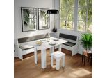 Vicco Gruppo Panca Ad Angolo Roman, 210 X 150 Cm Con Tavolo, Bianco/Antracite