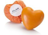 Klar Soaps Heart Soap Orange 65G, Cosmos, Senza Olio Di Palma, Con Olio Di Arancia