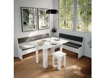 Vicco Gruppo Panca Ad Angolo Roman, 210 X 180 Cm Con Tavolo, Bianco/Antracite