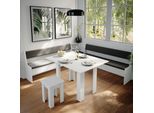 Vicco Gruppo Panca Ad Angolo Roman, 210 X 210 Cm Con Tavolo, Bianco/Antracite