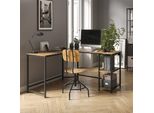 Vicco Scrivania Angolare Fyrk, 138 X 138 Cm, Rovere Rustico/Nero