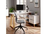 Vicco Scrivania Nautica, 138 X 60 Cm Con Cassetti Xl, Bianco/Rovere