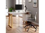 Vicco Scrivania Nautica, 138 X 60 Cm Con Cassetti L, Bianco/Rovere