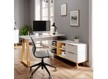 Vicco Scrivania Nautica, 138 X 60 Cm Con Cassetti Xxl, Bianco/Rovere