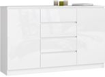 Akord Madia 2 Ante 4 Cassetti Bianco/Bianco Lucido 160X40X99 Cm
