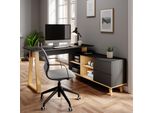 Vicco Scrivania Nautica, 138 X 60 Cm Con Cassetti, Xxl, Antracite/Faggio