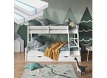 Vitalispa Letto A Castello Everest, 120X200 / 80X200 Cm Con 2 Materassi E 2 Cassetti, Bianco