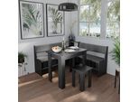 Vicco Gruppo Panca Ad Angolo Roman, 150 X 150 Cm Con Tavolo, Nero