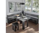 Vicco Gruppo Panca Ad Angolo Roman, 210 X 210 Cm Con Tavolo, Nero