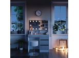Vicco Tavolo Da Toeletta Sherry, 90 Cm Con Illuminazione A Led, Sgabello E Ripiano A Specchio, Bianco