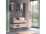 Vicco Specchio Bagno Henri, 50 X 51.6 Cm Con Ripiano, Bianco/Rovere Artigianale