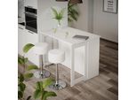 Vicco Tavolo Bar Con Sgabelli Dominic, 116 X 37 Cm Con 2 Sgabelli Da Bar, Bianco