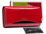 Peterson | Elegante Portacarte, Con Protezione Rfid, In Pelle Naturale, Nero, Rosso, 18X9,5 Cm