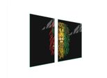 Piastre Copri Fornelli 2 Pezzi 100X52 Copri Piano Cottura In Ceramica Tagliere In Vetro Leone Rasta