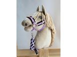 Set Per Cavalli Hobby: Cavezza A3 Con Pelliccia Nera + Cordino - Nero E Viola