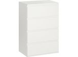Homcom Cassettiera Con 4 Cassetti, Mobile Da Ufficio Con Linguette Antiribaltamento, Per Soggiorno, Camera Da Letto, Bianco, 55 X 33 X 80 Cm