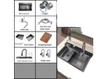 Lavello Da Cucina In Acciaio Inox, Spazioso A Vasca Singola, Di Facile Installazione , 68X46CM-FM68X46CM-FM