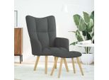 Vidaxl Poltrona Relax Con Sgabello In Tessuto Grigio Scuro