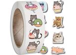 Edibazzar | Adesivi In Rotolo 500 Pz. Colorati Motivazionali Fai Da Te Per Bambini Gatti