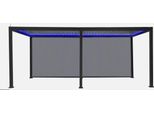 Pergola Bioclimatica 3X6M Elettrica In Alluminio Con Led + 2 Tende 3M, Antracite