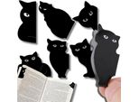 Set Di 6 Segnalibri Magnetici Neri Per Gatti