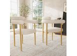 Set Di 2 Sedie Per Sala Da Pranzo Flieks, Sedie Da Pranzo Con Rivestimento In Velluto, Sedia Da Cucina Imbottita Con Gambe In Metallo, Beige+Oro