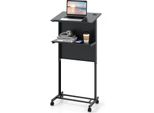 Costway Leggio Mobile, Carrello Per Laptop Con 3 Opzioni Di Altezza E Piano Inclinato, Leggio Professionale Con Ripiano E Rotelle Nero