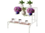 Supporto Per Piante In Metallo, Design A 3 Livelli, Struttura Resistente, Bianco