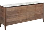 Credenza Angel Cerdá In Noce Con Piano In Vetro In Finto Marmo 3080
