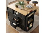 Armadio Da Cucina Sweiko, Carrello Di Servizio Con Venature Del Legno, Carrello Da Cucina Con Rotelle E Piano Di Lavoro, Carrello Da Cucina Con Portaspezie E Portasciugamani, Isola Da Cucina Con Ante Scorrevoli E Cassetti, Nero