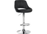 Sgabello Da Bar Regolabile In Pelle Finta - Sgabello - Girevole A 360°, Facile Da Pulire Colore: Nero | Colore Base: Cromo
