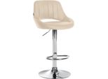 Sgabello Regolabile In Pelle Finta - Sgabello - Girevole A 360°, Facile Da Pulire Colore: Crema | Colore Base: Cromo