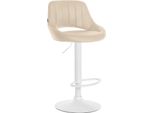 Sgabello Regolabile In Pelle Finta - Sgabello - Girevole A 360°, Facile Da Pulire Colore: Crema | Colore Base: Bianco
