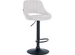 Sgabello Regolabile In Pelle Finta - Sgabello - Girevole A 360°, Facile Da Pulire Colore: Bianco | Colore Base: Nero