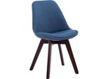 Sedia Da Pranzo Con Rivestimento In Tessuto - Sedia Per Visitatori - Seduta Confortevole - Struttura In Legno Di Faggio | Colore: Blu | Colore Base: Noce