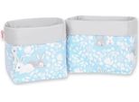 Set Di Due Cestini Portaoggetti - Nastro - Cotone Lavabile, Ideale Per La Cameretta Del Bambino