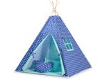 Tenda Tipi Per Bambini, Tenda Da Gioco, Leggera E Pieghevole - Blu Navy Con Stelle E Piume Decorative