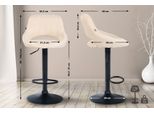 Set Di 2 Sgabelli Da Bar - Sgabello Da Bar - Regolabile In Altezza Con Funzione Girevole A 360° | Colore: Crema | Materiale Del Telaio: Metallo Nero Opaco