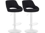 Set Di 2 Sgabelli Da Bar - Sgabello Da Bar - Regolabile In Altezza Con Funzione Girevole A 360° | Colore: Nero | Materiale Base: Metallo Bianco Opaco