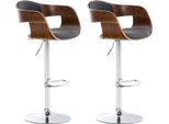 Set Di 2 Sgabelli Da Bar - Sgabello Da Bar - Eccezionale Comfort Di Seduta, Regolabile In Altezza | Colore: Noce/Grigio Scuro