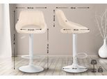 Sgabello Moderno - Sgabello - Altezza Regolabile, Girevole A 360° E Rivestimento In Tessuto | Colore: Crema | Colore Base: Bianco
