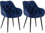 Set Di 2 Sedie Da Pranzo In Velluto - Set Di Sedie - Design Moderno E Comfort | Colore: Blu Scuro