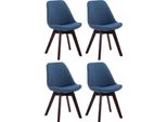 Set Di 4 Sedie Per Visitatori - Sedie Da Pranzo - Posizione Di Seduta Confortevole | Colore: Blu | Colore Base: Noce
