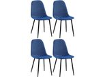 Set Di 4 Sedie Da Pranzo - Aggiornato - Di Facile Manutenzione - Design | Colore: Blu | Materiale: Polvere